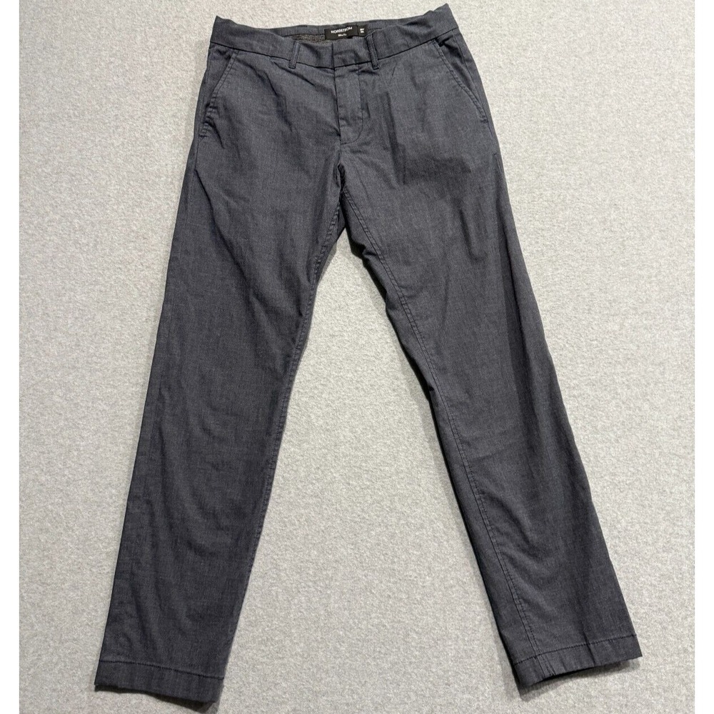 NORDSTROM Slim Fit Stretch Cotton Blend Blue/Gray Flat Front Dress Pants 30 x 30